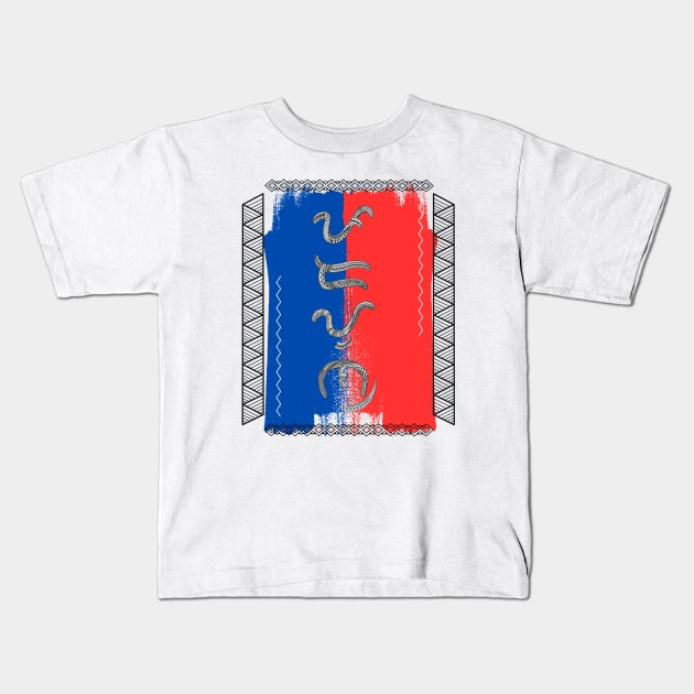 Philippine Flag / Baybayin word Padayon (to Continue) Kids T-Shirt by Pirma Pinas